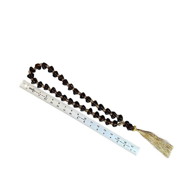 Boho Amber Glass Mala-Inspired Tassel Necklace - Picture 5 of 7